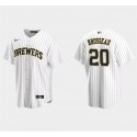 Milwaukee Brewers #20 Mike Brosseau White Cool Base Stitched Jersey