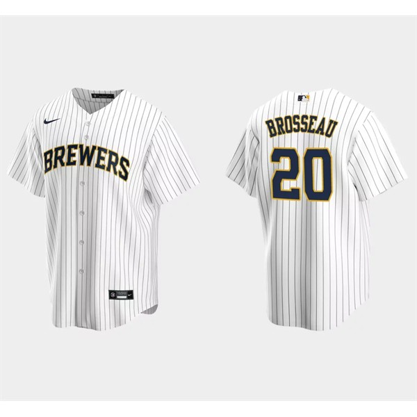 Milwaukee Brewers #20 Mike Brosseau White Cool Base Stitched Jersey