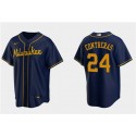 Milwaukee Brewers #24 William Contreras Navy Cool Base Stitched Jersey