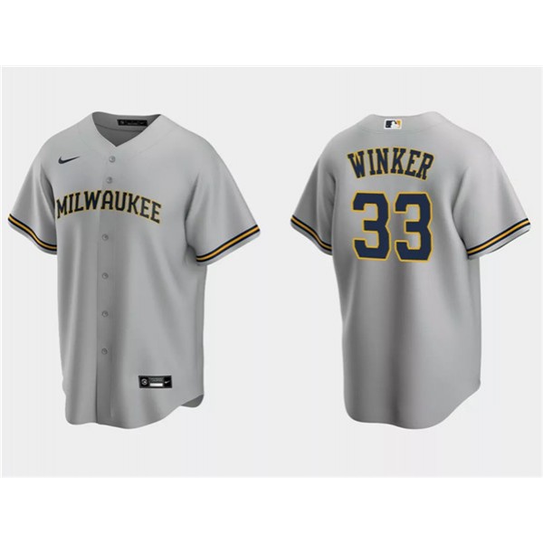 Milwaukee Brewers #33 Jesse Winker Gray Cool Base Stitched Jersey