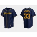 Milwaukee Brewers #33 Jesse Winker Navy Cool Base Stitched Jersey