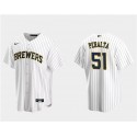 Milwaukee Brewers #51 Freddy Peralta White Cool Base Stitched Jersey