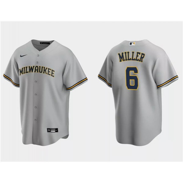 Milwaukee Brewers #6 Owen Miller Gray Cool Base Stitched Jersey