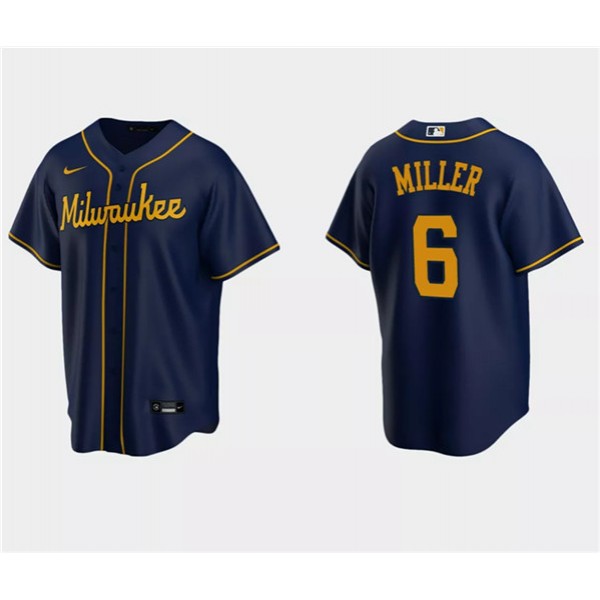 Milwaukee Brewers #6 Owen Miller Navy Cool Base Stitched Jersey