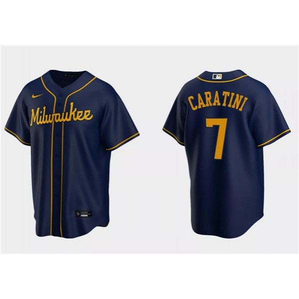 Milwaukee Brewers #7 Victor Caratini Navy Cool Base Stitched Jersey