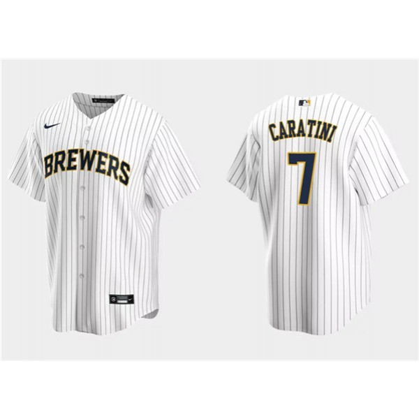 Milwaukee Brewers #7 Victor Caratini White Cool Base Stitched Jersey