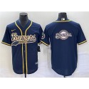 Milwaukee Brewers Navy Team Big Logo Cool Base Stitched Jersey