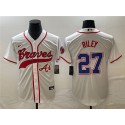 Atlanta Braves #27 Austin Riley White Cool Base With Patch Stitched Jersey