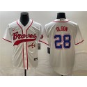 Atlanta Braves #28 Matt Olson White Cool Base With Patch Stitched Jersey