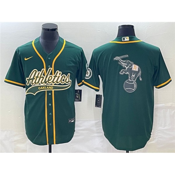 Oakland Athletics Green Team Big Logo Cool Base Stitched Jersey 001