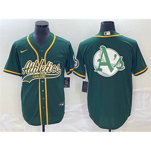 Oakland Athletics Green Team Big Logo Cool Base Stitched Jersey 003