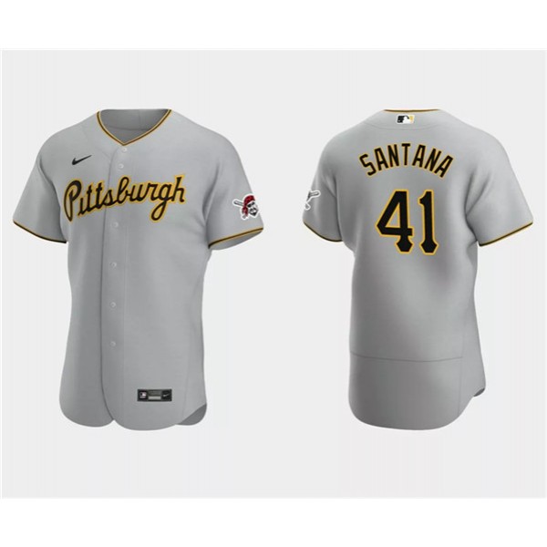 Pittsburgh Pirates #41 Carlos Santana Gray Flex Base Stitched Jersey