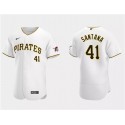 Pittsburgh Pirates #41 Carlos Santana White Flex Base Stitched Jersey