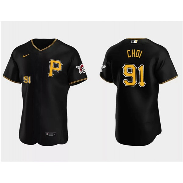 Pittsburgh Pirates #91 Ji Man Choi Black Flex Base Stitched Jersey