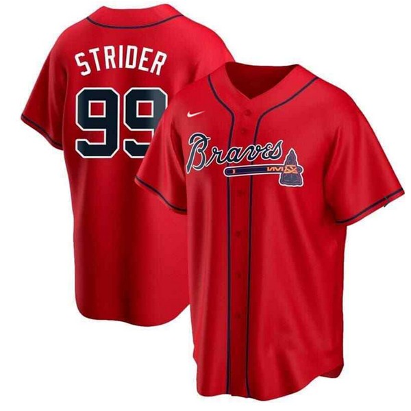 Atlanta Braves #99 Spencer Strider Red Cool Base Stitched Jersey