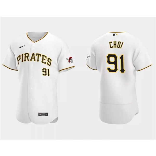 Pittsburgh Pirates #91 Ji Man Choi White Flex Base Stitched Jersey