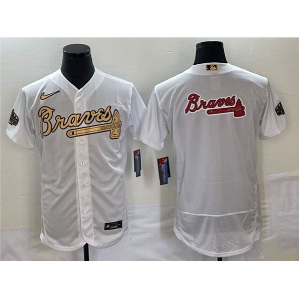 Atlanta Braves 2022 All-Star White Team Big Logo Flex Base Stitched Jersey