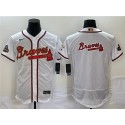 Atlanta Braves 2022 White Gold World Series Champions Program Team Big Logo Flex Base Stitched Jersey