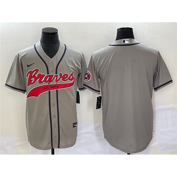 Atlanta Braves Blank Gray Cool Base With Patch Stitched Jersey