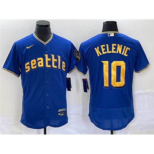 Seattle Mariners #10 Jarred Kelenic Royal 2023 City Connect Flex Base Stitched Jersey