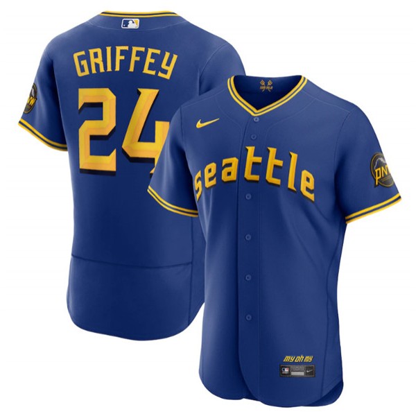 Seattle Mariners #24 Ken Griffey Jr. Royal 2023 City Connect Flex Base Stitched Jersey