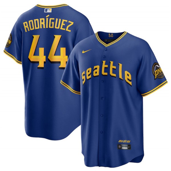 Seattle Mariners #44 Julio Rodriguez Royal 2023 City Connect Cool Base Stitched Jersey