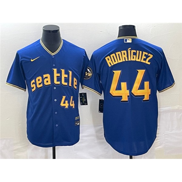 Seattle Mariners #44 Julio Rodriguez Royal 2023 City Connect Cool Base With Patch Stitched Jersey