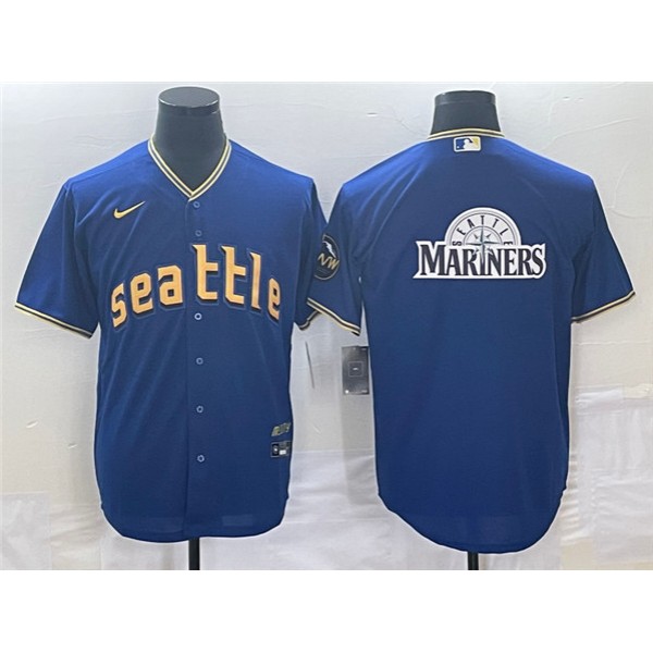 Seattle Mariners Royal 2023 City Connect Team Big Logo Cool Base Stitched Jersey