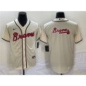 Atlanta Braves Cream Team Big Logo Cool Base Stitched Jersey