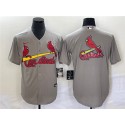St. Louis Cardinals Gray Big Team Logo In Back Cool Base Stitched Jersey