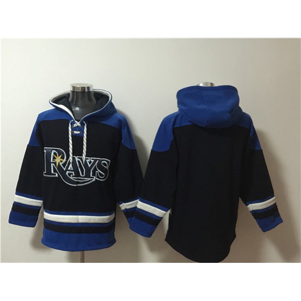 Tampa Bay Rays Blank Black Blue Lace-Up Pullover Hoodie
