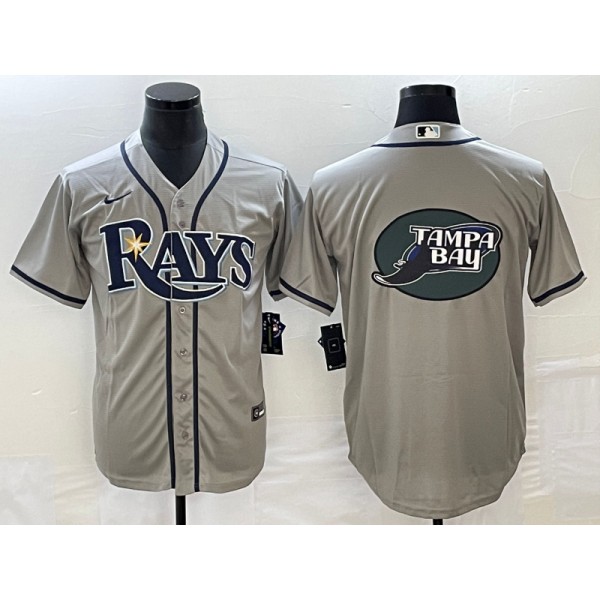 Tampa Bay Rays Gray Team Big Logo Cool Base Stitched Jersey