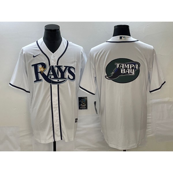 Tampa Bay Rays White Team Big Logo Cool Base Stitched Jersey