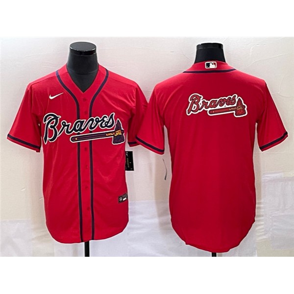 Atlanta Braves Red Team Big Logo Cool Base Stitched Jersey