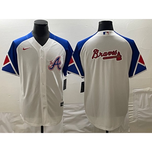Atlanta Braves White 2023 City Connect Team Big Logo Cool Base Stitched Jersey