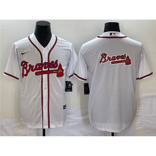 Atlanta Braves White Team Big Logo Cool Base Stitched Jersey