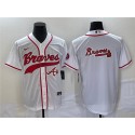 Atlanta Braves White Team Big Logo Cool Base With Patch Stitched Jersey