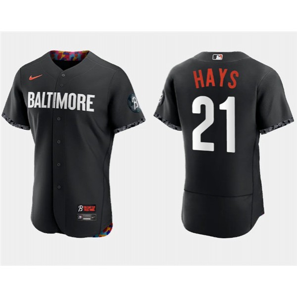 Baltimore Orioles #21 Austin Hays Black 2023 City Connect Flex Base Stitched Jersey