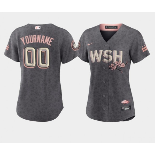 Washington Nationals Active Player Custom 2022 Grey City Connect Cherry Blossom Stitched Jersey