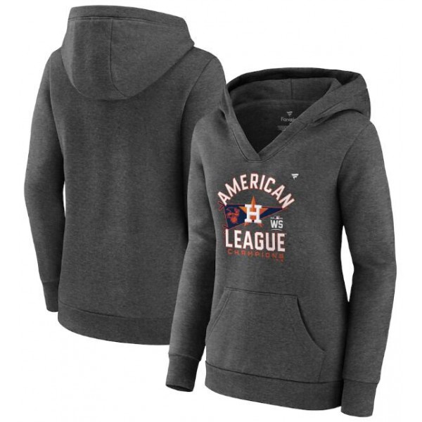 Women's Atlanta Braves 2021 Heathered Charcoal National League Champions Locker Room Pullover Hoodie(Run Small)