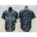 Seattle Seahawks Blank Grey Camo With Patch Cool Base Stitched Baseball Jersey
