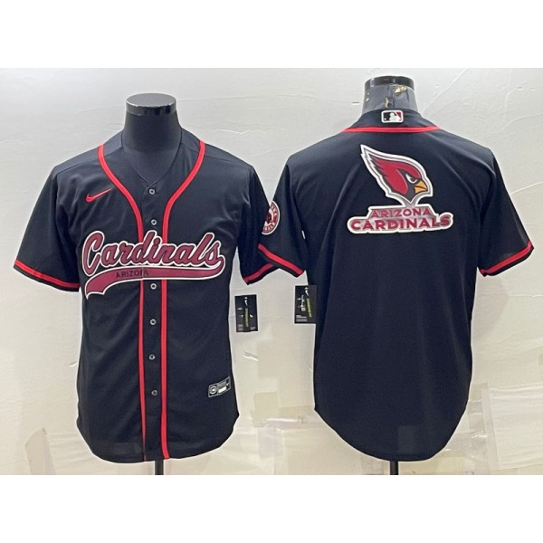Arizona Cardinals Black Team Big Logo With Patch Cool Base Stitched Baseball Jersey