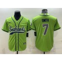Seattle Seahawks #7 Geno Smith Green With Patch Cool Base Stitched Baseball Jersey