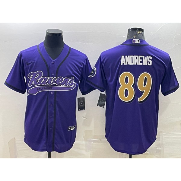 Baltimore Ravens #89 Mark Andrews Purple Gold With Patch Cool Base Stitched Baseball Jersey