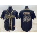 Las Vegas Raiders #98 Maxx Crosby Black Gold With Patch Cool Base Stitched Baseball Jersey