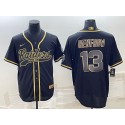 Las Vegas Raiders #13 Hunter Renfrow Black Gold With Patch Cool Base Stitched Baseball Jersey