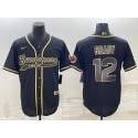 Tampa Bay Buccaneers #12 Tom Brady Black Gold With Patch Cool Base Stitched Baseball Jersey