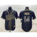 Buffalo Bills #14 Stefon Diggs Black Gold With Patch Cool Base Stitched Baseball Jersey