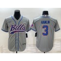 Buffalo Bills #3 Damar Hamlin Gray With Patch Cool Base Stitched Baseball Jersey