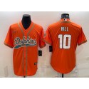 Miami Dolphins #10 Tyreek Hill Orange With Patch Cool Base Stitched Baseball Jersey